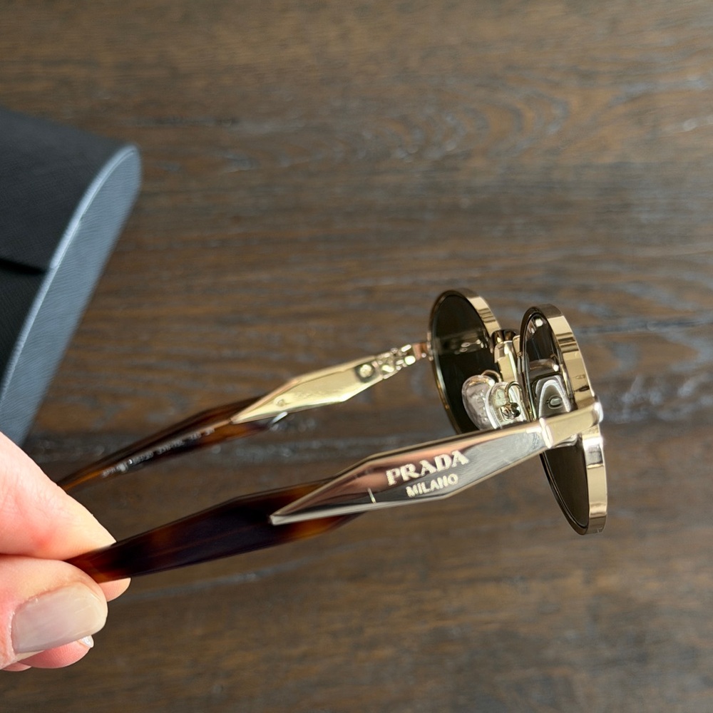 Prada 65ZS Sunglasses with Gold Frame and Green Lenses - Picture 9 of 14